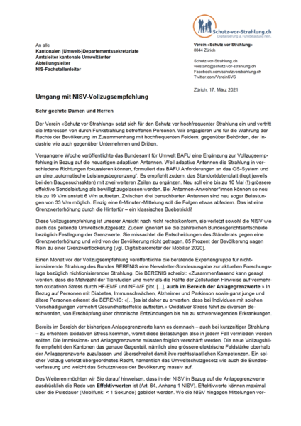 Brief Umgang mit NISV Vollzugsempfehlung DE
